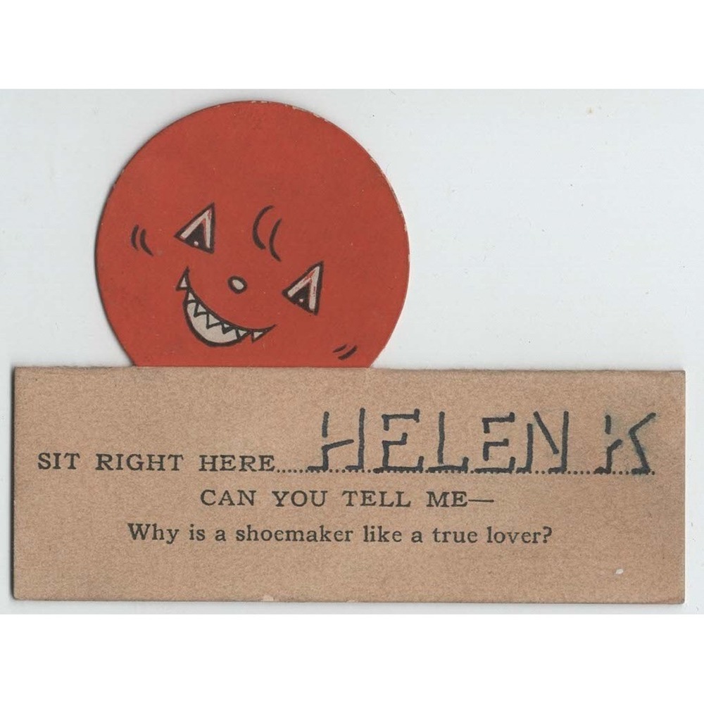 Vintage Mechanical Riddle Place Cards Red Sun Face Novelty Ephemera Set of 3 - Picture 9 of 11